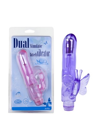 Вибромассажер dual stimulator butterfly фиолетовый 18 см