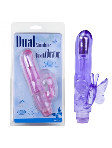 Вибромассажер dual stimulator butterfly фиолетовый 18 см