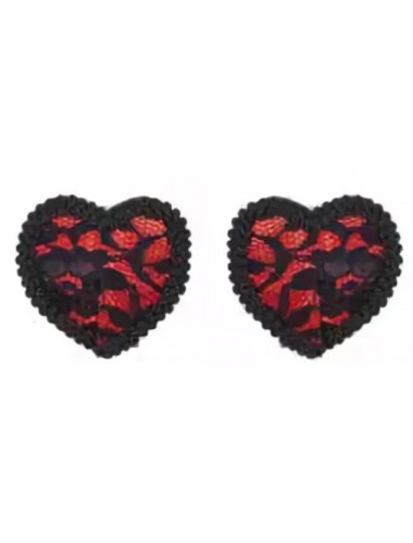 Пэстисы наклейки на грудь в форме сердечек черно-красные