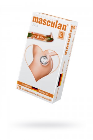 Презервативы masculan ultra 3 кольца и пупырышки с анестетиком long pleasure 10 шт
