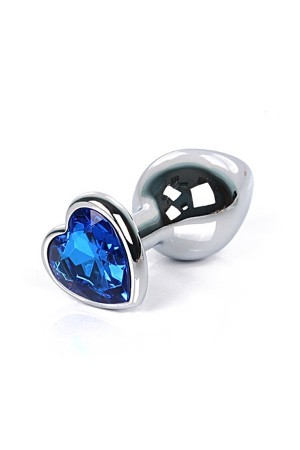 Анальная втулка с кристаллом сердце large синий 9 см