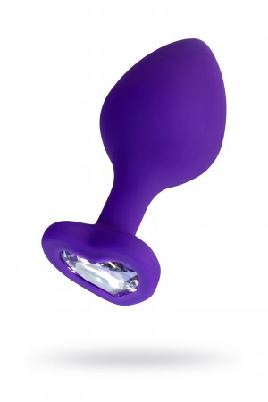 Анальная втулка с сердечком todo by toyfa фиолетовая с прозрачным кристаллом 8 см