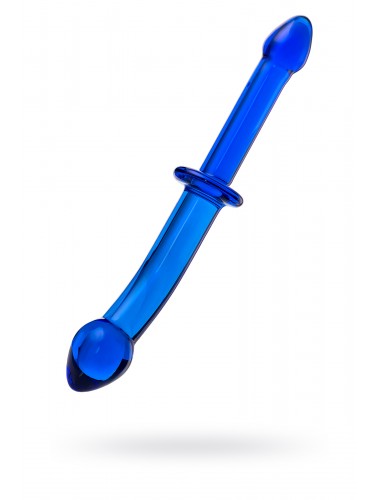 Фаллоимитатор двухсторонний стеклянный синий 24 см