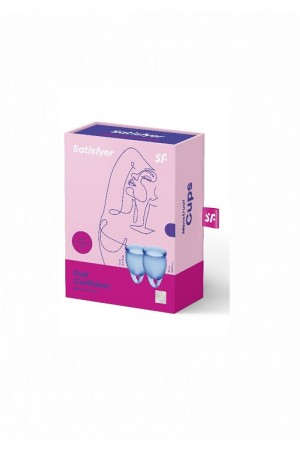Набор менструальных чаш satisfyer feel confident menstrual cup синий 2 шт