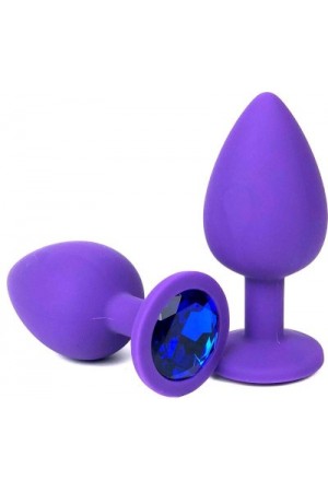 Анальная втулка фиолетовая с кристаллом small синий 7 см