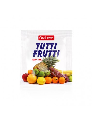 Съедобная гель-смазка tutti-frutti со вкусом экзотических фруктов 4 г