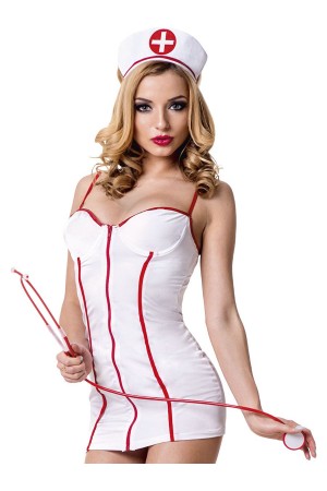 Эротический костюм медсестричка le frivole бело-красный s/m