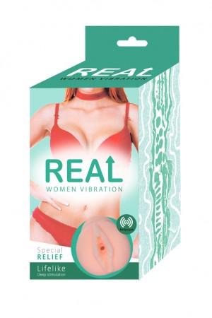 Мастурбатор реалистичный с вибрацией real woman vibration 14 см