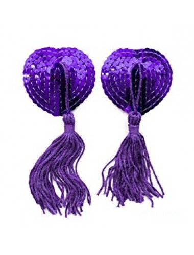 Пэстисы наклейки на грудь в форме сердечек фиолетовые