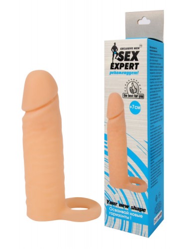 Насадка с кольцом sex expert телесная 15,3 см
