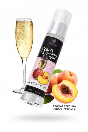 Массажное масло secret play с ароматом персика и шампанского 50 мл