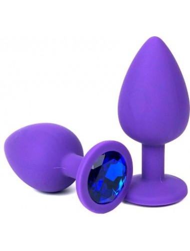 Анальная втулка фиолетовая с кристаллом medium синий 8 см