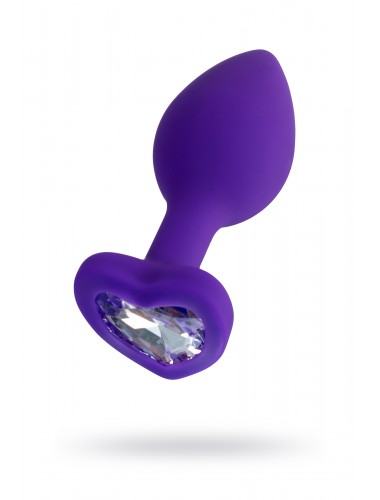 Анальная втулка с сердечком todo by toyfa фиолетовая с прозрачным кристаллом 7 см
