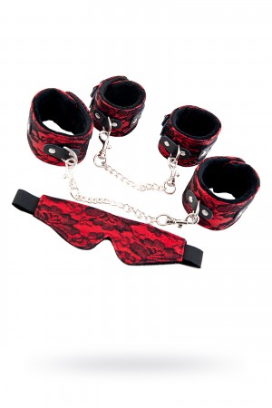 Кружевной набор красный: наручники, оковы и маска