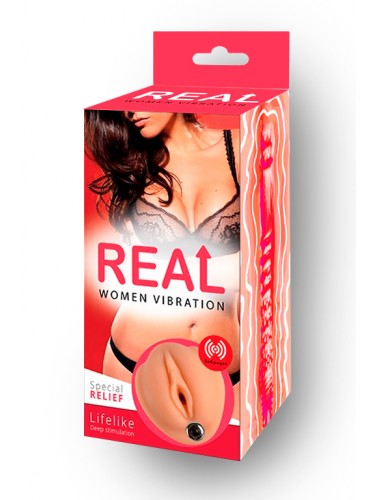 Мастурбатор реалистичный с вибрацией real woman vibration 14 см