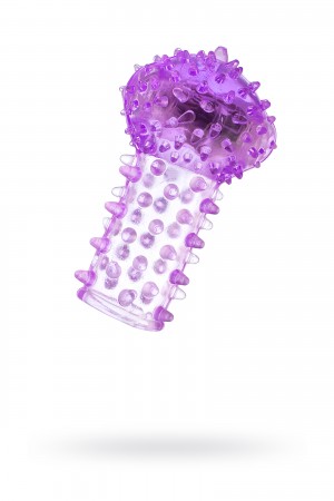 Вибронасадка на палец с шипами фиолетовая 6 см