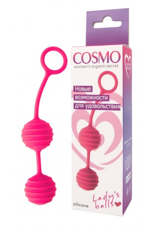Вагинальные шарики cosmo розовые неон 17 см
