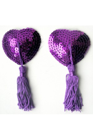Пэстисы notabu bdsm в форме сердец с кисточками фиолетовые