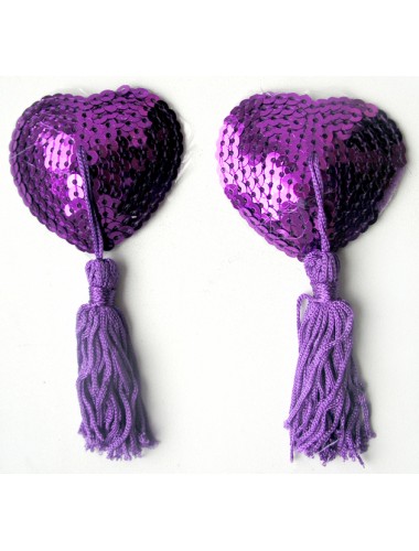 Пэстисы notabu bdsm в форме сердец с кисточками фиолетовые