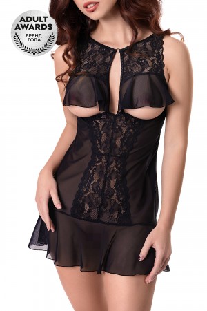 Комбинация erolanta lingerie collection с открытой грудью черная 50-52