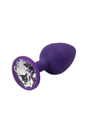 Анальная втулка фиолетовая с кристаллом medium прозрачный 8 см