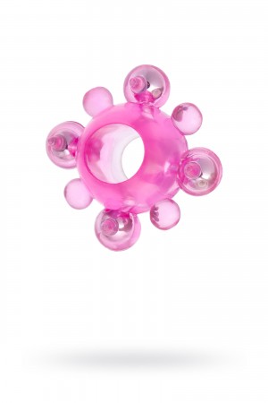 Эрекционное кольцо с бусинами розовое 2 см
