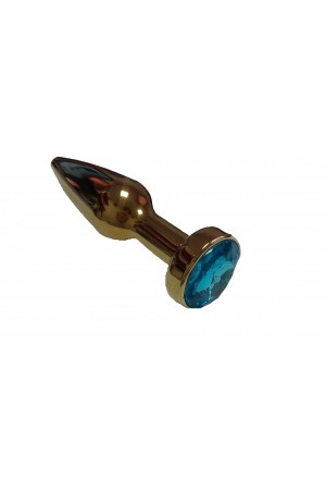 Анальная втулка с кристаллом gold plug blue 10,5 см