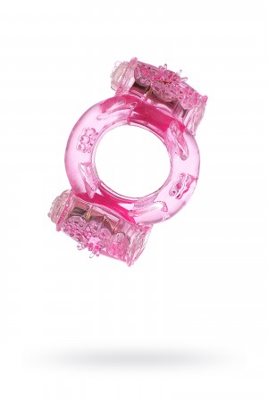 Кольцо эрекционное с двойной вибрацией розовое