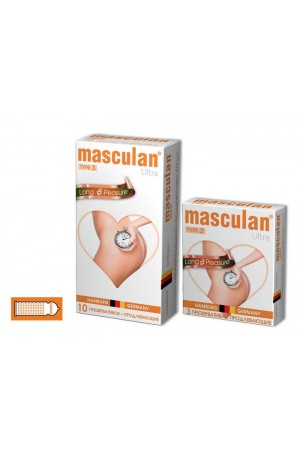 Презервативы masculan ultra long pleasure кольца и пупырышки с анестетиком 3 шт