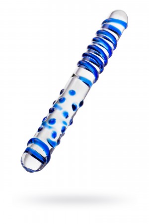 Фаллоимитатор стеклянный голубой 22 см