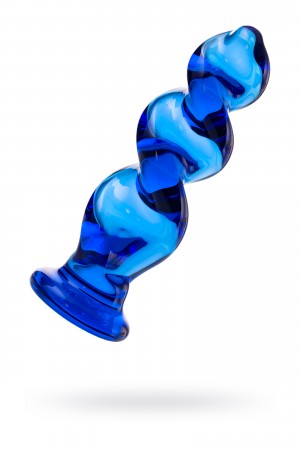 Анальный массажер стеклянный синий 12,5 см