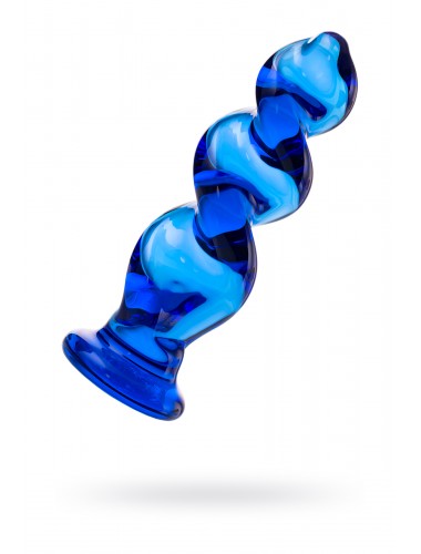 Анальный массажер стеклянный синий 12,5 см