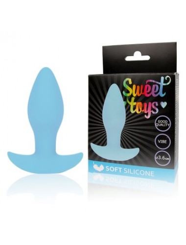 Анальная втулка sweet toys с вибрацией голубая 8,5 см