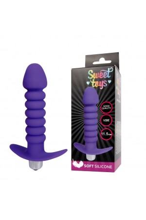 Анальная втулка с вибрацией sweet toys фиолетовая 11,5 см