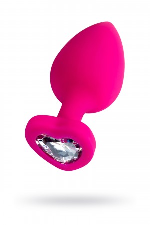 Анальная втулка с сердечком todo by toyfa розовая с прозрачным кристаллом 9,5 см