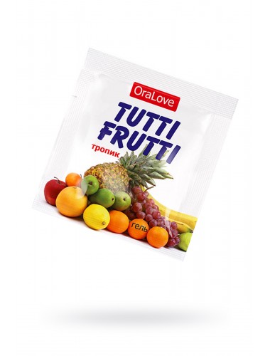Съедобная гель-смазка tutti-frutti со вкусом экзотических фруктов 4 г