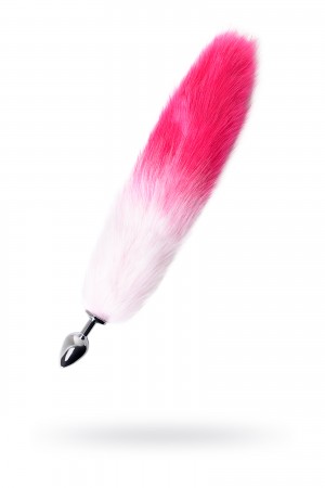 Анальная втулка с бело-розовым хвостом small 45 см