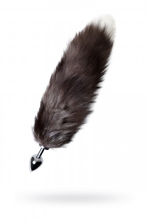 Анальная втулка с хвостом черно-бурой лисы 5 см
