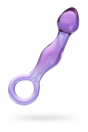 Фаллоимитатор стеклянный с кольцом фиолетовый 16,5 см