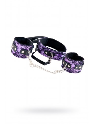 Кружевной набор пурпурный: ошейник и наручники