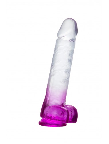Фаллоимитатор реалистичный с мошонкой фиолетовый 24 см